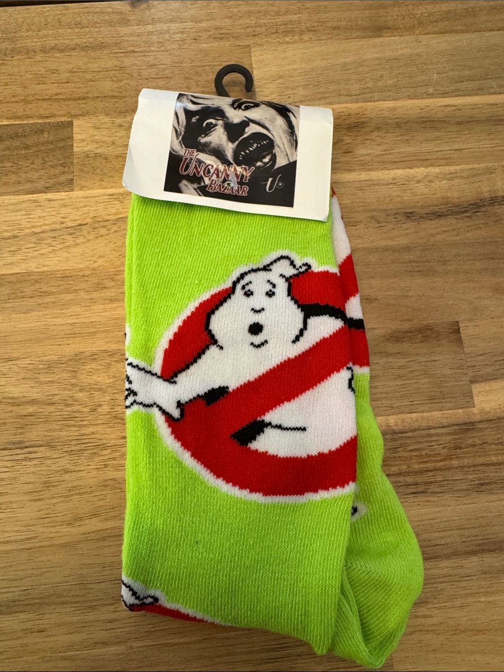 NWT! Ghostbusters Logo Neon Green Crew Socks
